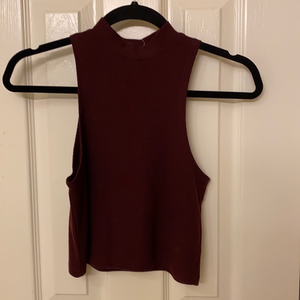 High Neck Maroon Razorback Crop Top